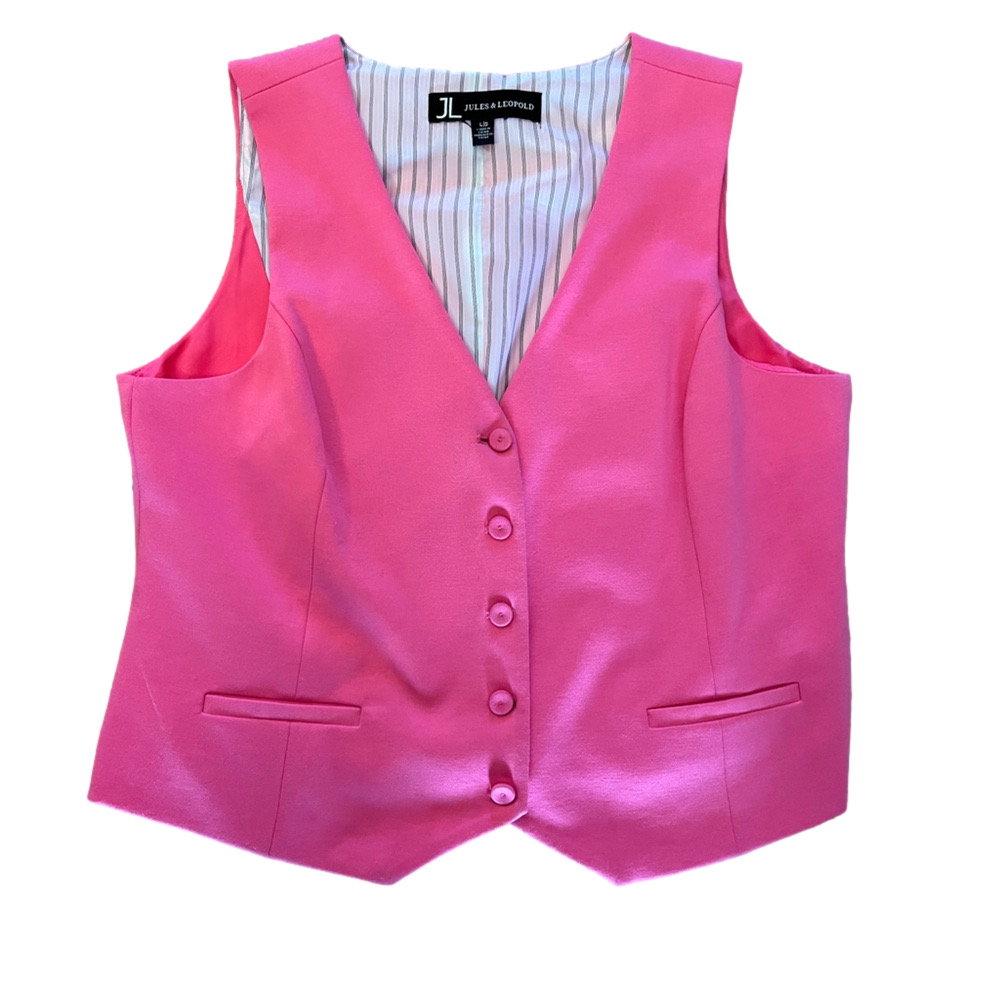 JULES & LEOPOLD PINK TAYLORED LINED VEST SIZE LARGE CASUAL L@@K